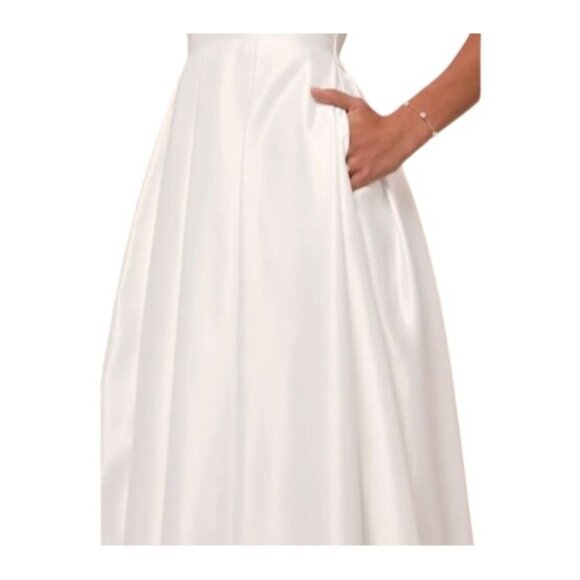 NEW Lulus Extraordinary Vow White Off-the-Shoulder Maxi Dress w/ Pockets Size S - Picture 6 of 15